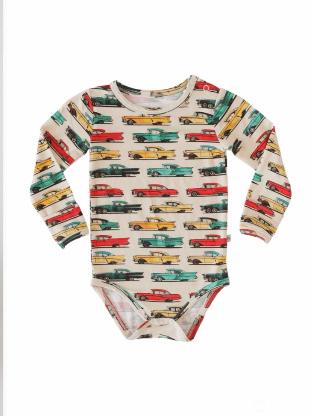 Autumn Moon Bamboo Bodysuit with Vintage Car Print 9-12 months
